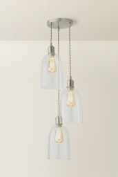 ValueLights Kira Glass Cloche Dome 3 Drop Cluster Ceiling Pendant Light with LED Bulbs in Silver - thumbnail 3
