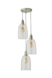 ValueLights Kira Glass Cloche Dome 3 Drop Cluster Ceiling Pendant Light with LED Bulbs in Silver - thumbnail 6