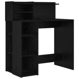 Berkfield Home Desk with Storage Black Oak 90x48x101.5 cm Engineered wood