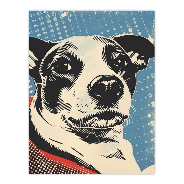 "Artery8 Dog Lover Pet Red Blue Lichtenstein Style Wall Art Print - Size: W18"" x H24""" - image 1
