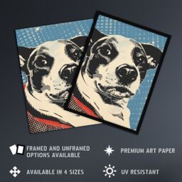"Artery8 Dog Lover Pet Red Blue Lichtenstein Style Wall Art Print - Size: W18"" x H24""" - thumbnail 2