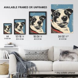 "Artery8 Dog Lover Pet Red Blue Lichtenstein Style Wall Art Print - Size: W18"" x H24""" - thumbnail 3