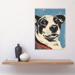 "Artery8 Dog Lover Pet Red Blue Lichtenstein Style Wall Art Print - Size: W18"" x H24""" - thumbnail 4