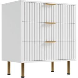 VOGREX Modern 3 Drawer Dresser Bedroom Wood Nightstand in White