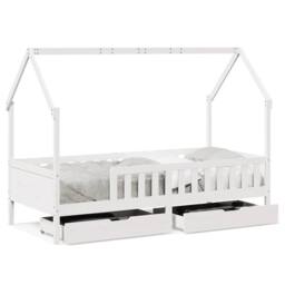 Berkfield Home Kids Bed Frame with Drawers without Mattress 90x200 cm Solid Wood in White - thumbnail 1