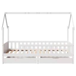 Berkfield Home Kids Bed Frame with Drawers without Mattress 90x200 cm Solid Wood in White - thumbnail 4