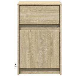 Berkfield Home Bedside Cabinets with LED Lights 2 pcs Sonoma Oak Engineered Wood in Brown - thumbnail 6