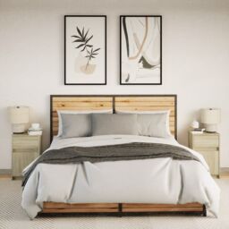 Berkfield Home Bedside Cabinets with LED Lights 2 pcs Sonoma Oak Engineered Wood in Brown - thumbnail 5