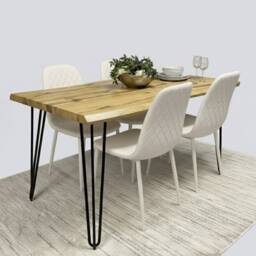 KOSY KOALA Modern Dining Table Set & 4 Cream Faux Leather Chairs in Brown - thumbnail 2