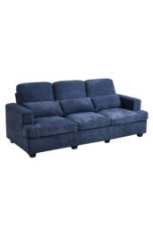 Living and Home 3-Seater Chenille Upholstered Sofa with Pillows in Blue - thumbnail 4