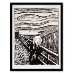 Artery8 Edvard Munch Framed Wall Art Print The Scream 1895 Black & White - Size: A4 - thumbnail 1