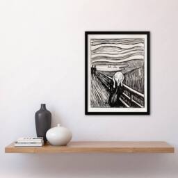 Artery8 Edvard Munch Framed Wall Art Print The Scream 1895 Black & White - Size: A4 - thumbnail 2