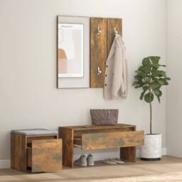 Berkfield Home Hallway Furniture Set Smoked Oak Engineered Wood in Brown