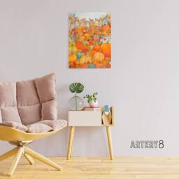 "Artery8 Halloween Autumn Pumpkin Festival Canvas Wall Art Print in Orange - Size: W18"" x H24""" - thumbnail 3