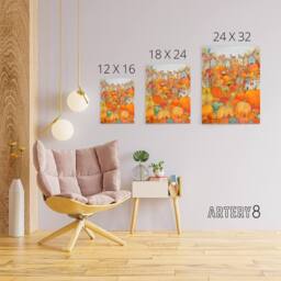 "Artery8 Halloween Autumn Pumpkin Festival Canvas Wall Art Print in Orange - Size: W18"" x H24""" - thumbnail 4