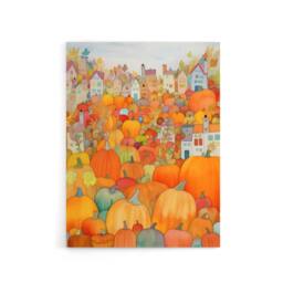 "Artery8 Halloween Autumn Pumpkin Festival Canvas Wall Art Print in Orange - Size: W18"" x H24""" - thumbnail 1