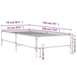 Berkfield Home Durable Bed Frame without Mattress Grey Sonoma 75x190 cm Small Single - thumbnail 9