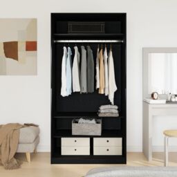 Berkfield Home Black Oak Wardrobe 100 x 50 x 200 cm - Crafted from engineered wood - thumbnail 4