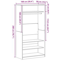 Berkfield Home Black Oak Wardrobe 100 x 50 x 200 cm - Crafted from engineered wood - thumbnail 9