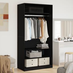 Berkfield Home Black Oak Wardrobe 100 x 50 x 200 cm - Crafted from engineered wood