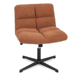 Costway Armless Home Office Chair Swivel Desk Chair Height Adjustable Task Vanity Chair in Brown - thumbnail 1
