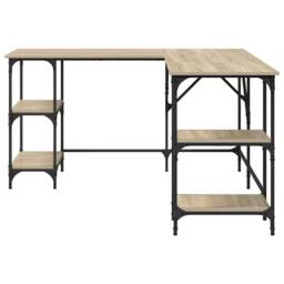 Berkfield Home Decorative Desk Sonoma Oak 139x139x75 cm Engineered Wood in Light Tan - Size: 139 x 139 x 75 cm - thumbnail 5