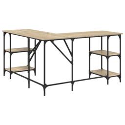 Berkfield Home Decorative Desk Sonoma Oak 139x139x75 cm Engineered Wood in Light Tan - Size: 139 x 139 x 75 cm - thumbnail 7