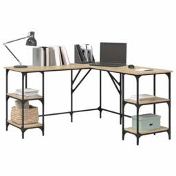 Berkfield Home Decorative Desk Sonoma Oak 139x139x75 cm Engineered Wood in Light Tan - Size: 139 x 139 x 75 cm - thumbnail 4