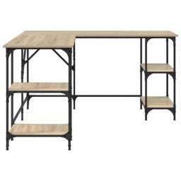 Berkfield Home Decorative Desk Sonoma Oak 139x139x75 cm Engineered Wood in Light Tan - Size: 139 x 139 x 75 cm - thumbnail 6