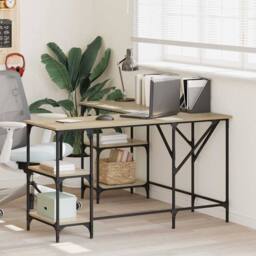 Berkfield Home Decorative Desk Sonoma Oak 139x139x75 cm Engineered Wood in Light Tan - Size: 139 x 139 x 75 cm - thumbnail 2