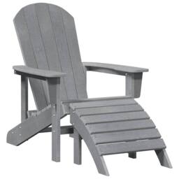 Berkfield Home Adirondack Chairs with Footrests 2 pcs Light Grey HDPE - thumbnail 4