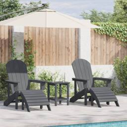 Berkfield Home Adirondack Chairs with Footrests 2 pcs Light Grey HDPE - thumbnail 1