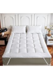 Living and Home 10cm Comfortable Quilted Mattress Topper in White - Size: King - thumbnail 4