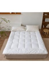 Living and Home 10cm Comfortable Quilted Mattress Topper in White - Size: King - thumbnail 3