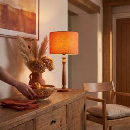 Happy Homewares Contemporary & Sleek Orange Natural Linen Fabric Drum Lamp Shade - Size: 10 inches - thumbnail 6