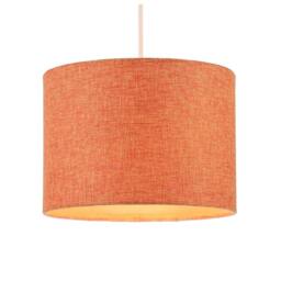 Happy Homewares Contemporary & Sleek Orange Natural Linen Fabric Drum Lamp Shade - Size: 10 inches - thumbnail 2