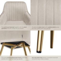 tectake Dining Chair Marilyn Set Of 6 - Taupe/Gold in Taupe - Size: 6 Pack - thumbnail 5
