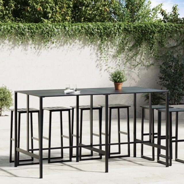 Berkfield Home Bar Table Black 200x100x110 cm Powder-coated Steel - Size: 200 x 100 x 110 cm - image 1