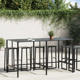 Berkfield Home Bar Table Black 200x100x110 cm Powder-coated Steel - Size: 200 x 100 x 110 cm - thumbnail 1