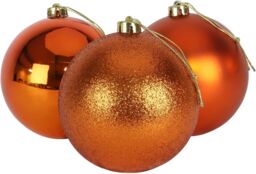 Shatchi 10cm/6Pcs Christmas Baubles Shatterproof Rose Gold, Tree Decorations in Rose Gold