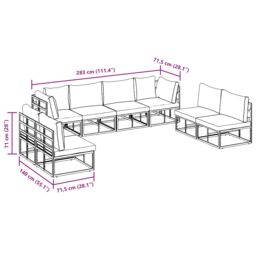 Berkfield Home Garden Sofa Set 8 pcs Black 283 x 71.5 x 71 cm Aluminium - thumbnail 9