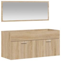 Berkfield Home Bathroom Cabinet with Mirror Sonoma Oak Engineered Wood in Light Brown - thumbnail 1