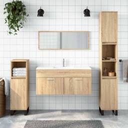 Berkfield Home Bathroom Cabinet with Mirror Sonoma Oak Engineered Wood in Light Brown - thumbnail 2