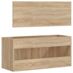 Berkfield Home Bathroom Cabinet with Mirror Sonoma Oak Engineered Wood in Light Brown - thumbnail 7
