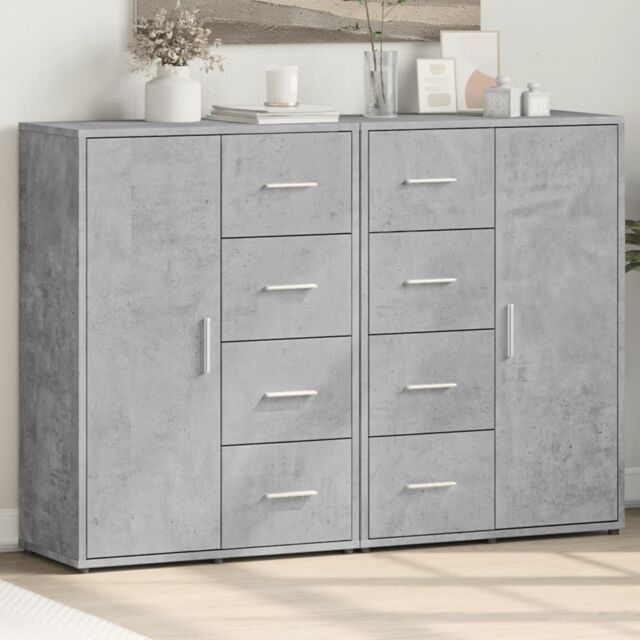 Berkfield Home Sideboards 2 pcs Concrete Grey 60x31x84 cm Engineered Wood - Size: 60 x 31 x 84 cm - image 1