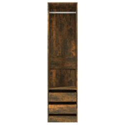 Berkfield Home Wardrobe with Drawers Smoked Oak 50x50x200 cm Engineered Wood in Brown - Size: 50 x 50 x 200 cm - thumbnail 3