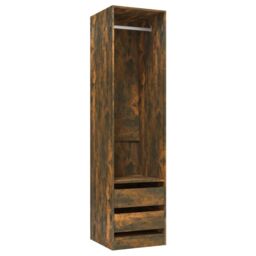 Berkfield Home Wardrobe with Drawers Smoked Oak 50x50x200 cm Engineered Wood in Brown - Size: 50 x 50 x 200 cm - thumbnail 2