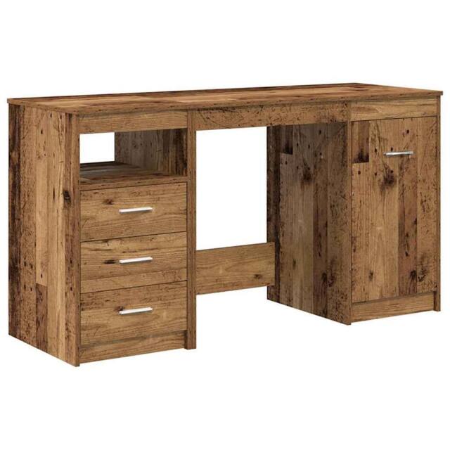Berkfield Home Desk with Cabinet Old Wood Engineered Wood in Brown - image 1