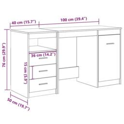 Berkfield Home Desk with Cabinet Old Wood Engineered Wood in Brown - thumbnail 9