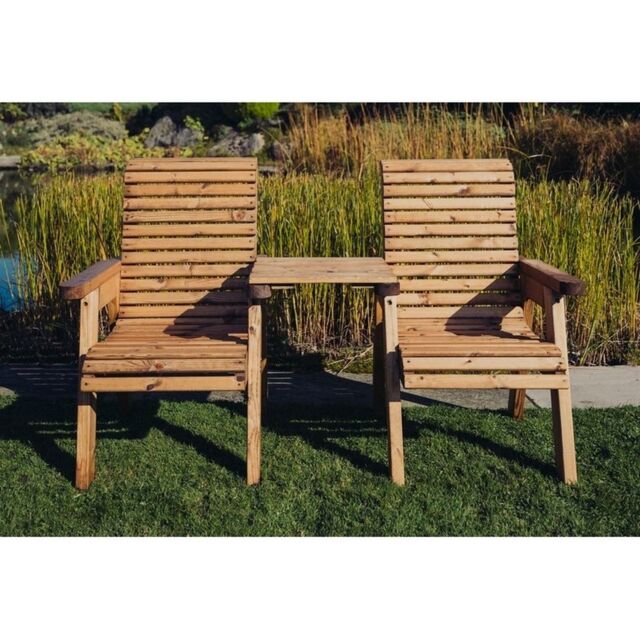 Churnet Valley Garden Furniture Ltd Valley Love Seat Square - Timber - Flat Pack - Partially Assembled in Brown - image 1